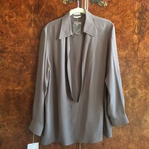 Hermès silk knitwear size 38 8 US blouse taupe